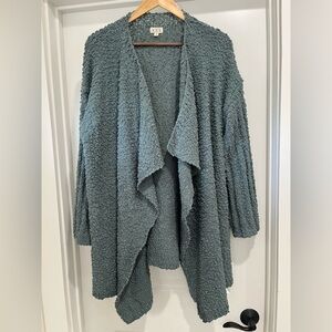 Oversized Open Front Cardigan - slate blue